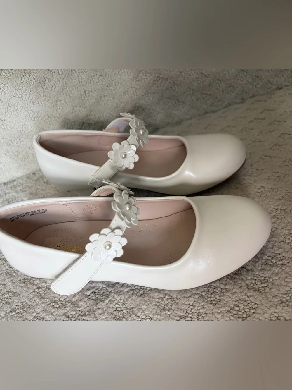 Girls Ivory Floral Dress Shoes